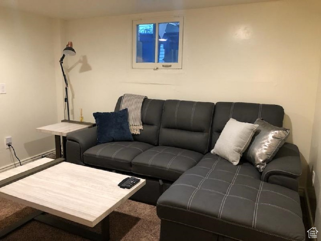 View of carpeted living area