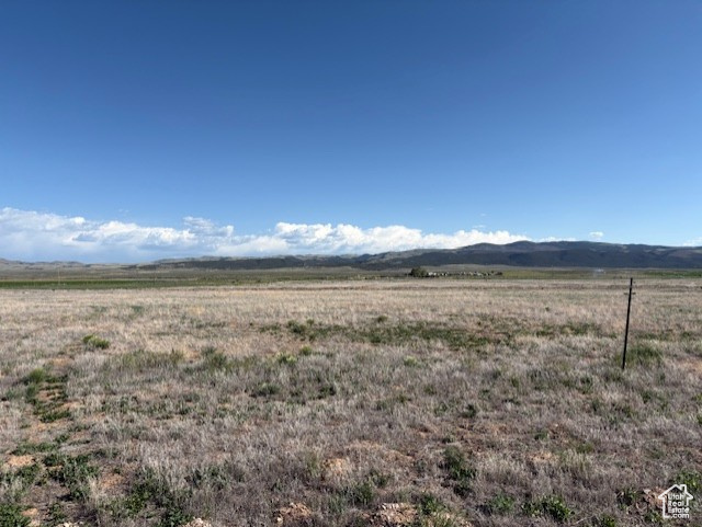 View of yard with a rural view and a mountain view