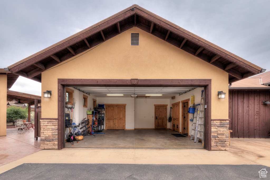 Garage with driveway