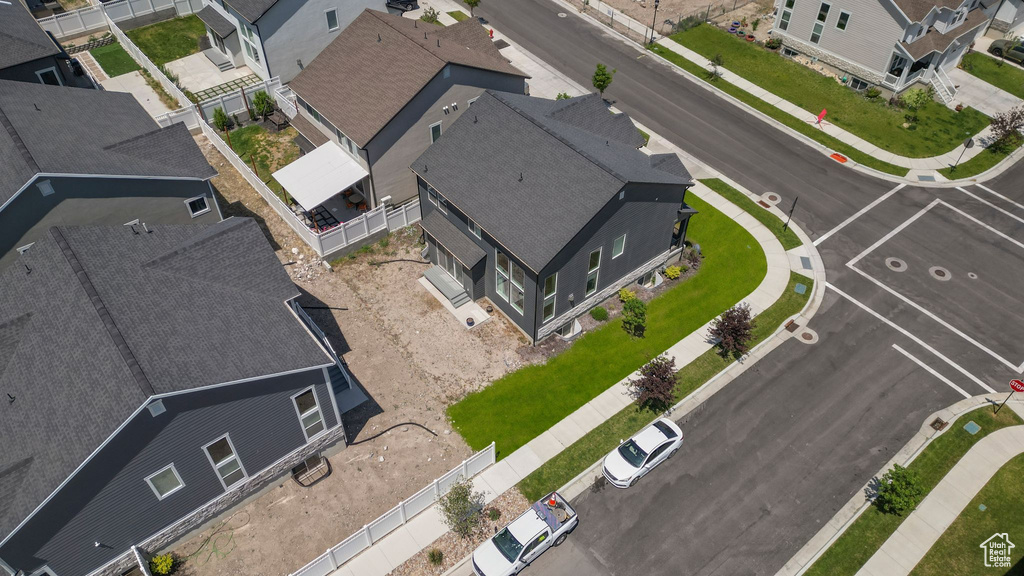 Aerial perspective of suburban area