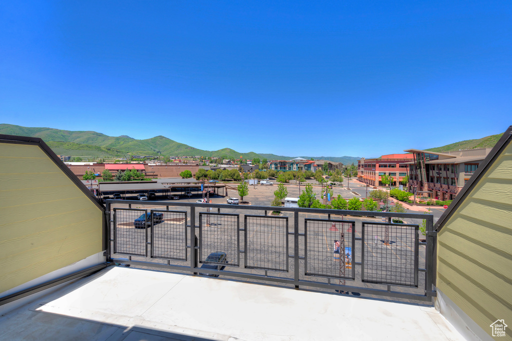 Balcony with a mountain view