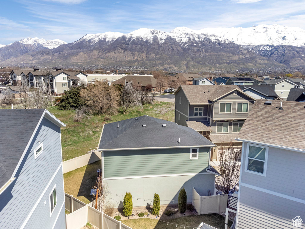 Aerial perspective of suburban area featuring mountains