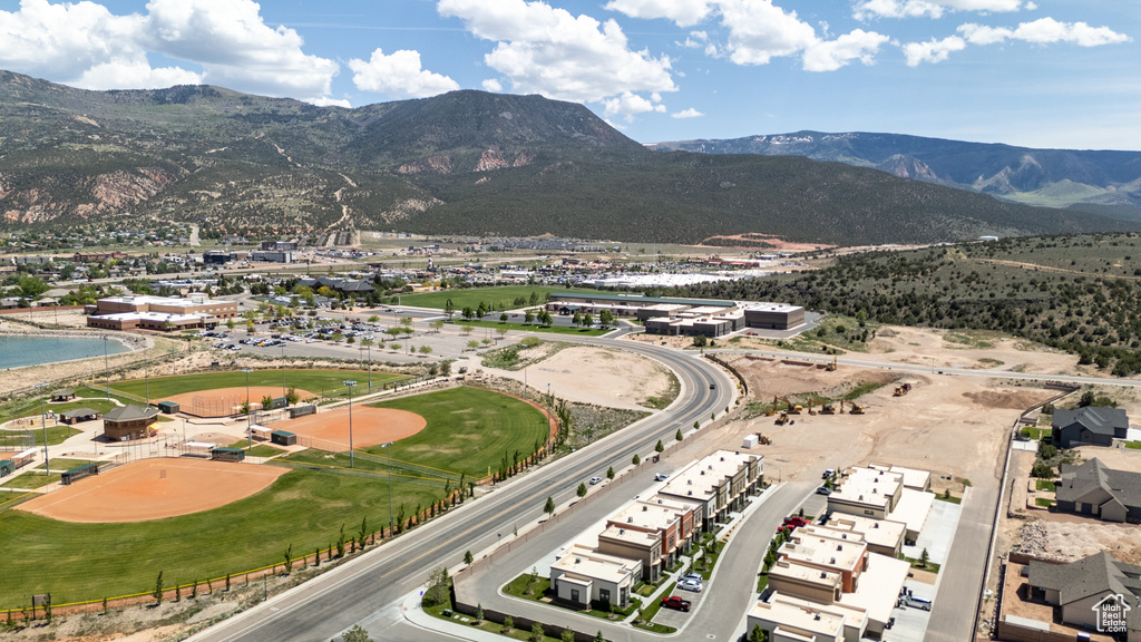 Bird's eye view of a mountain backdrop