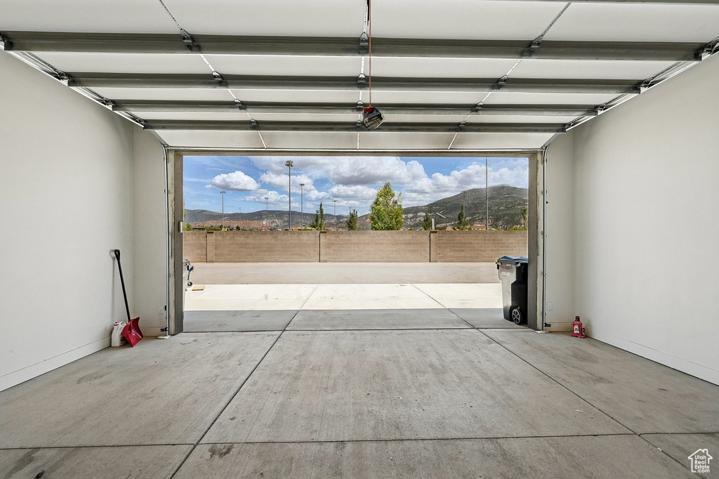 Garage with a mountain view