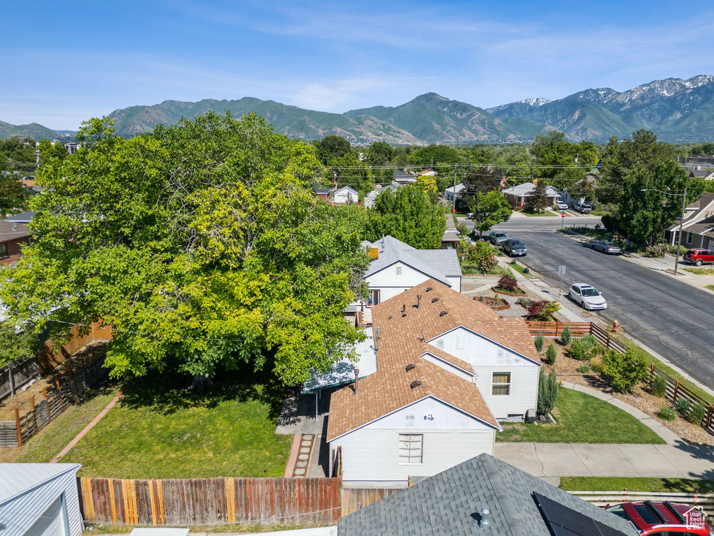 Aerial view of a mountain backdrop