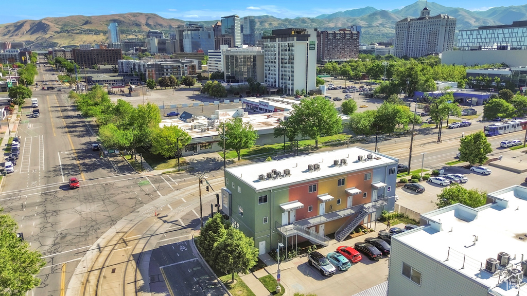 View of urban area featuring mountains