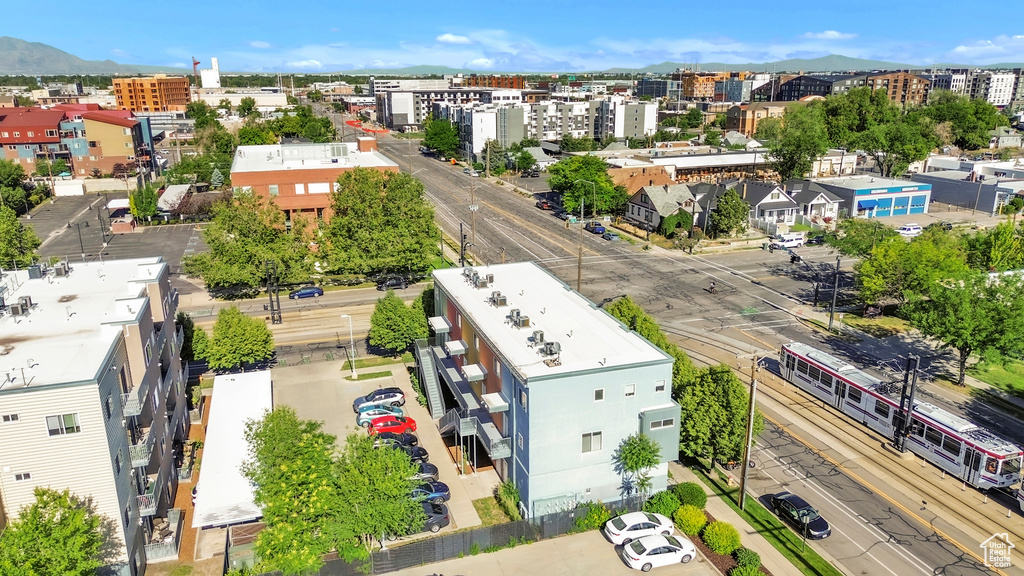 View of urban area featuring mountains