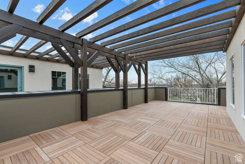 View of patio with a pergola