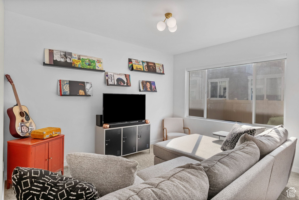 Living room with carpet and baseboards