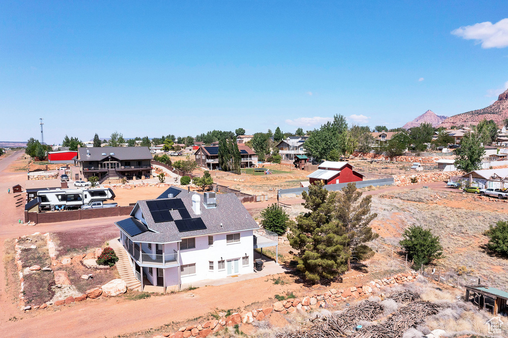 Aerial perspective of suburban area