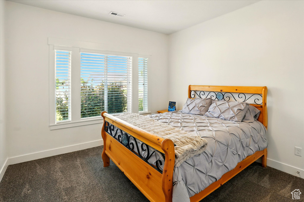 Bedroom with carpet flooring, multiple windows, and baseboards