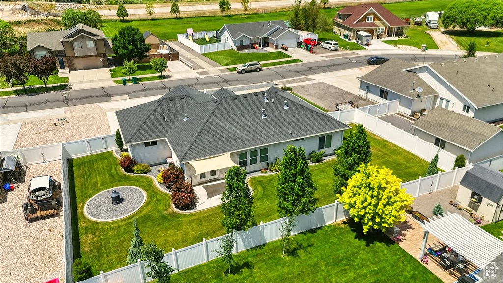 Aerial perspective of suburban area