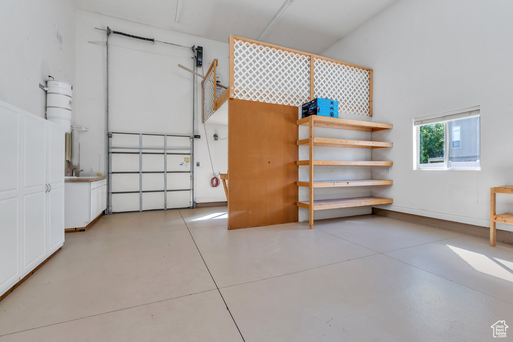 Garage with a sink