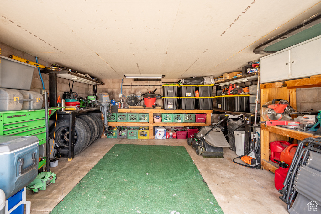 Storage room with a garage