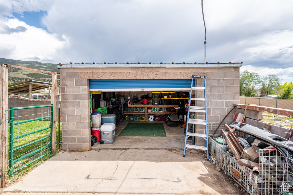 View of garage