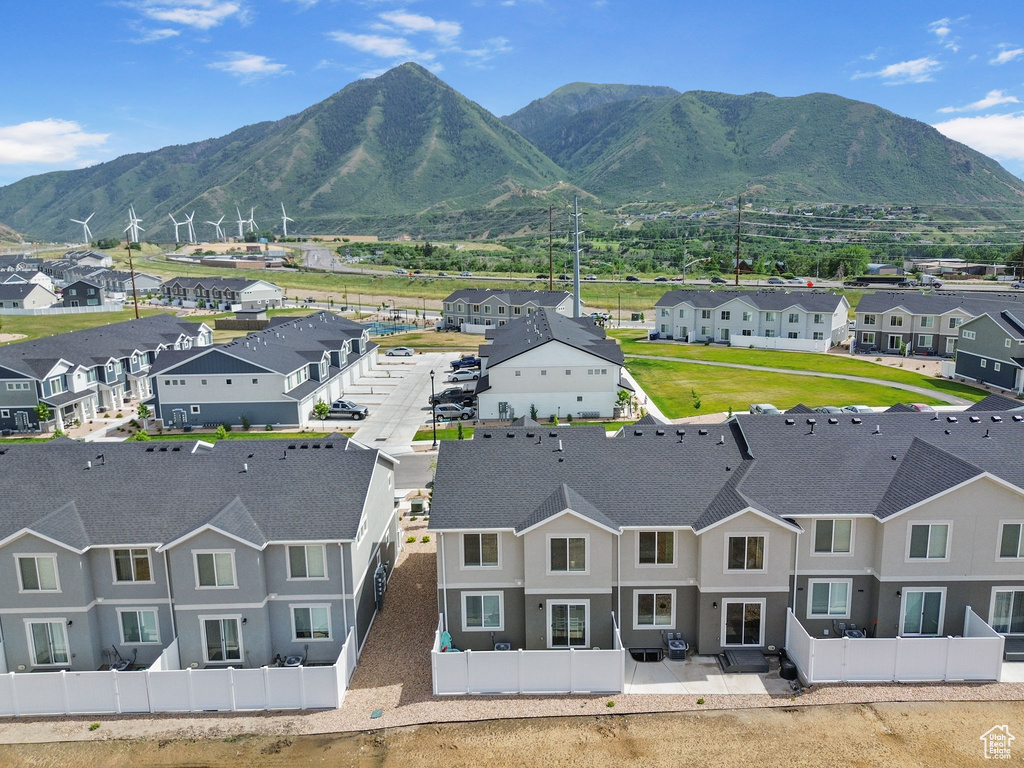 View of mountain backdrop with nearby suburban area