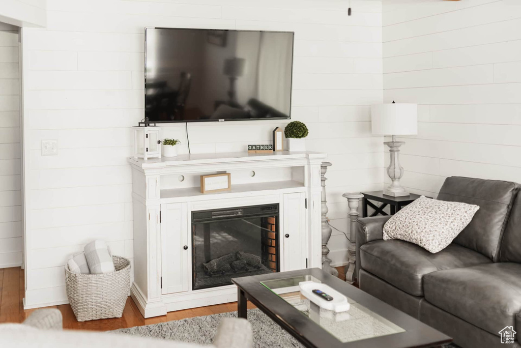 Living area featuring wood finished floors