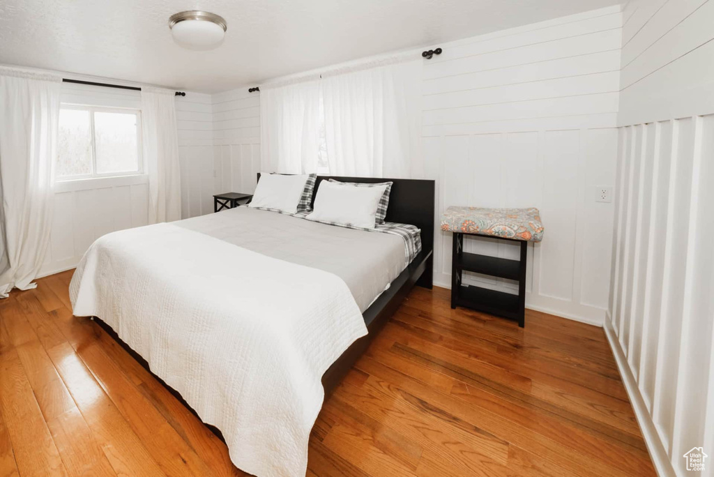 Bedroom with light wood-style flooring