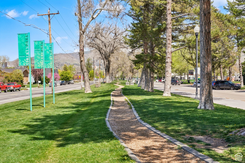View of home's community featuring a lawn