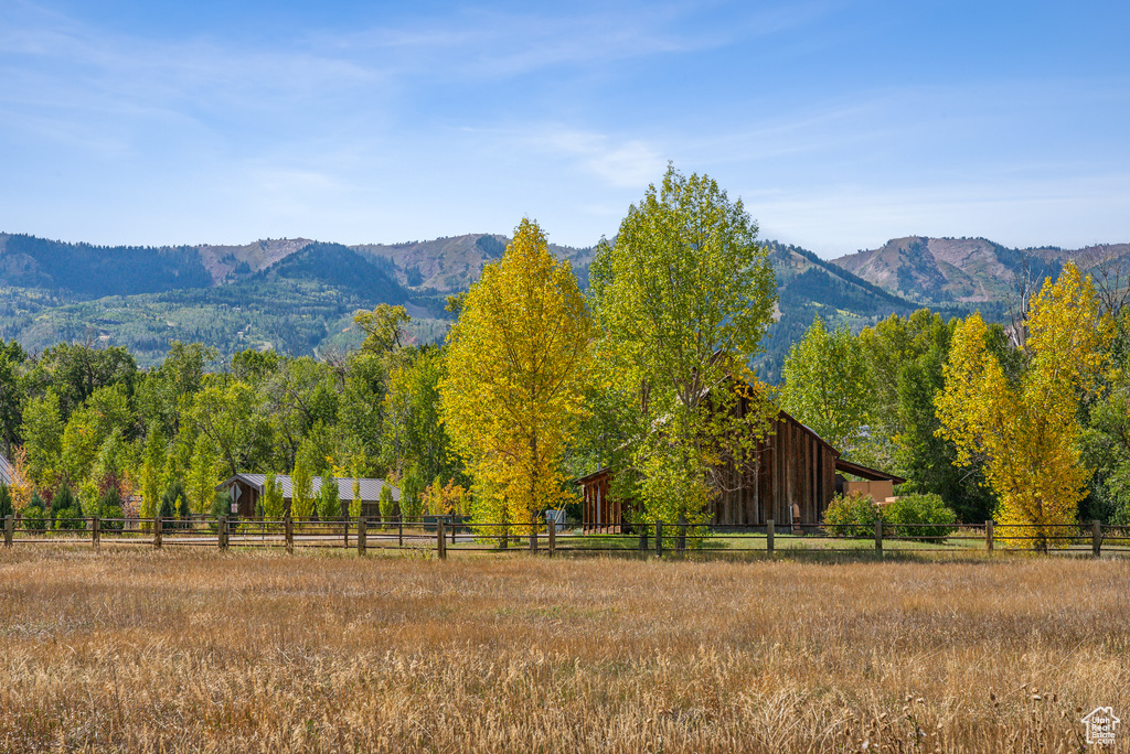 Mountain view featuring rural landscape