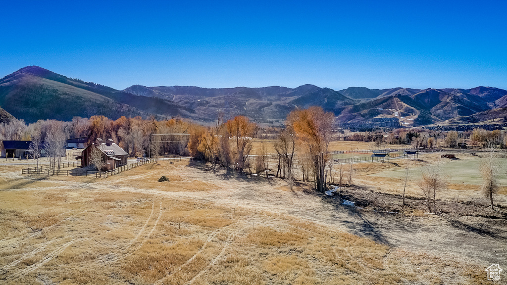 Mountain view with rural landscape
