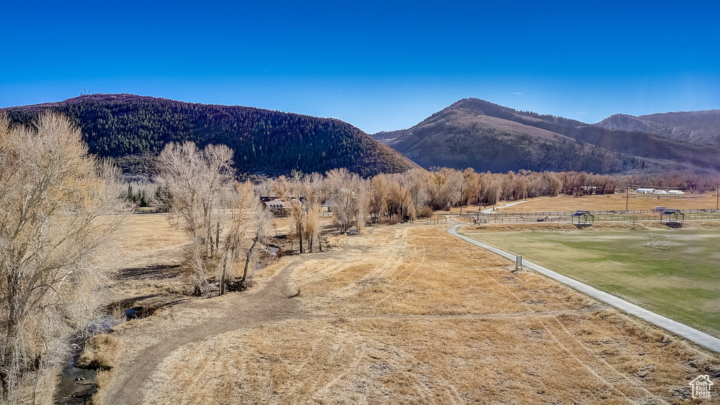 View of mountain background with rural landscape