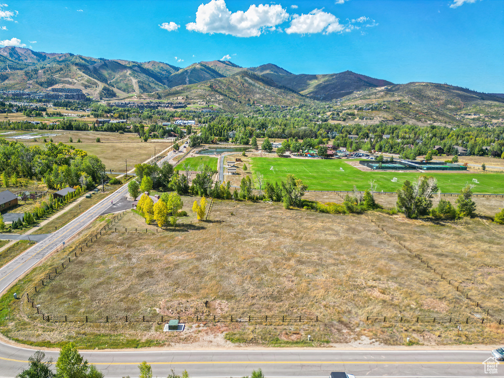 Bird's eye view of a mountain backdrop