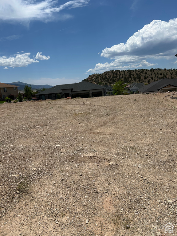 View of yard with a mountain view