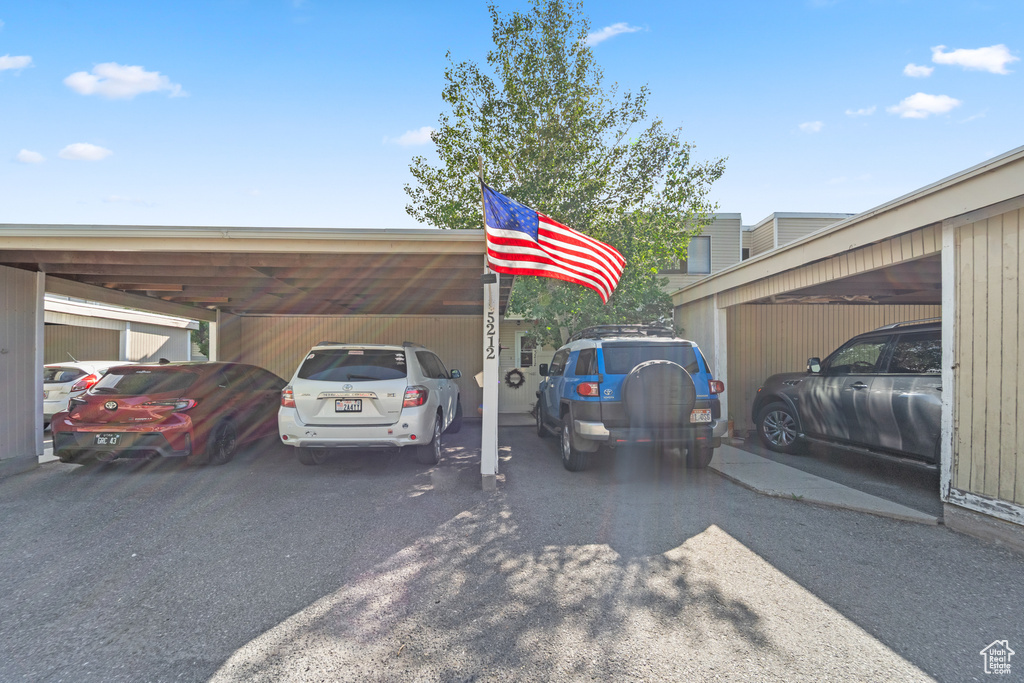View of covered parking lot