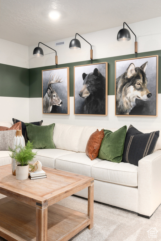 Living area featuring carpet floors