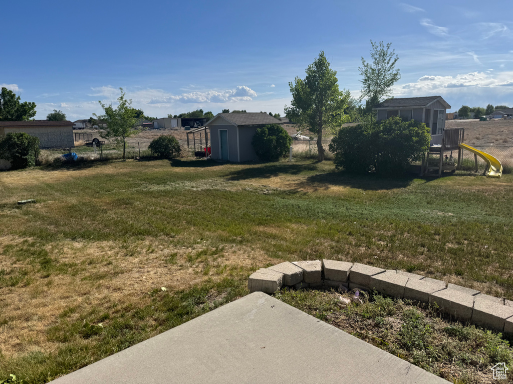 View of yard featuring a playground