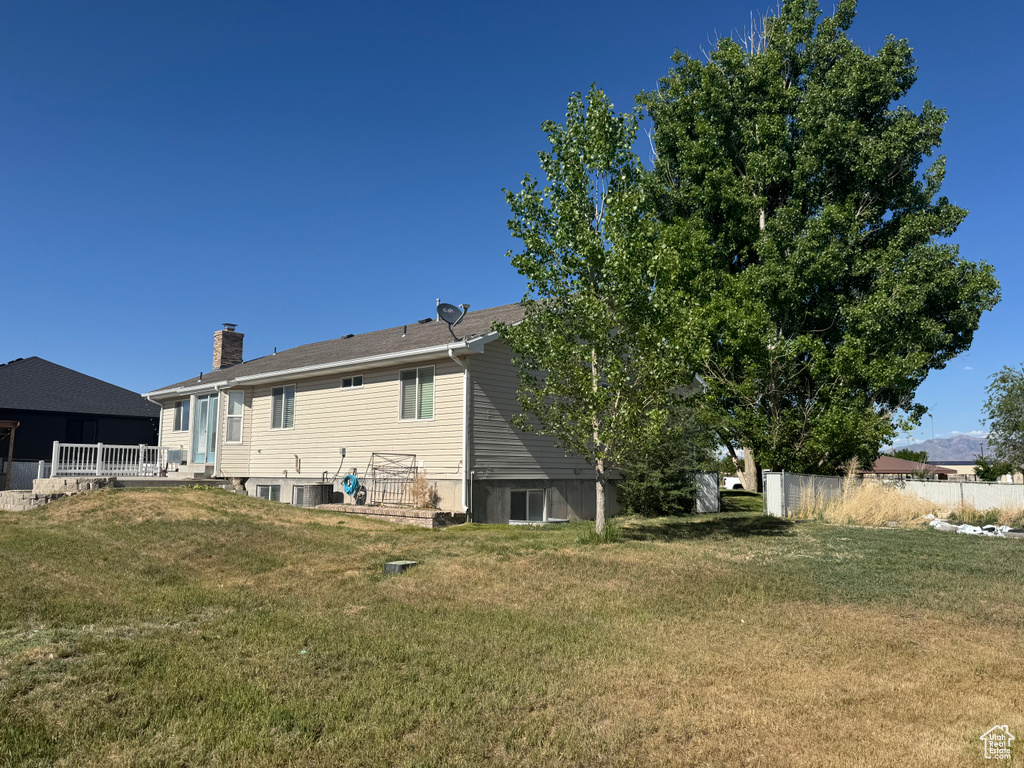 Rear view of house featuring a chimney
