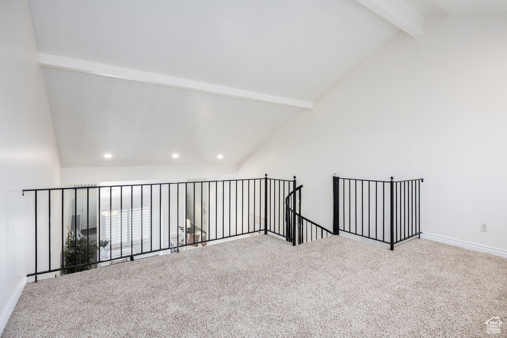 Unfurnished room featuring carpet floors, recessed lighting, and baseboards