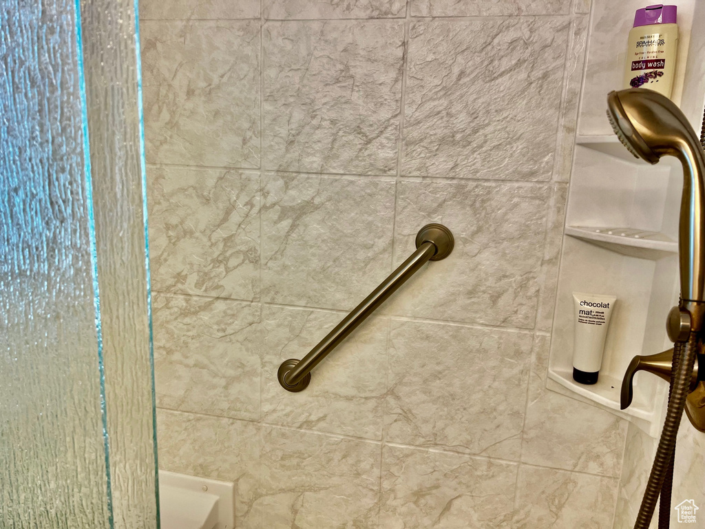 Bathroom view of a shower