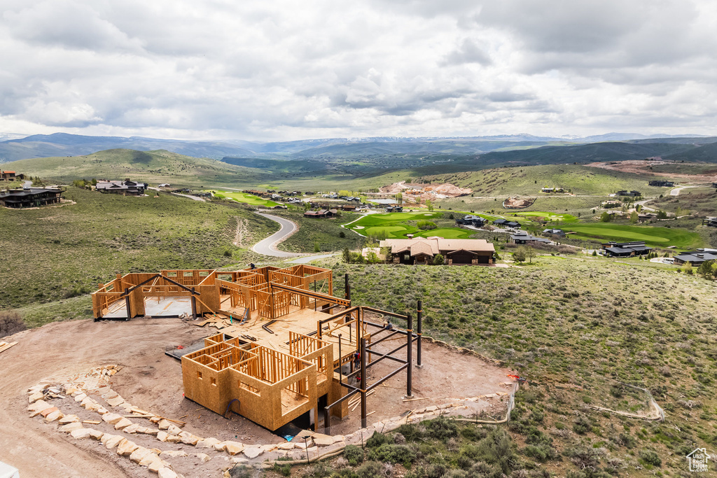 Aerial view of a mountainous background