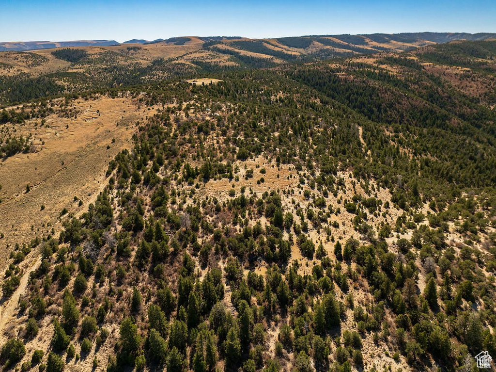 Aerial view of a mountainous background