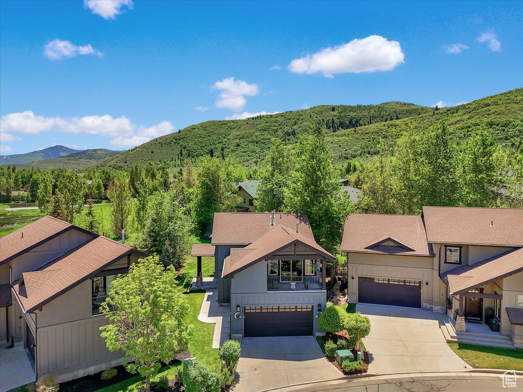 Mountain view with a heavily wooded area