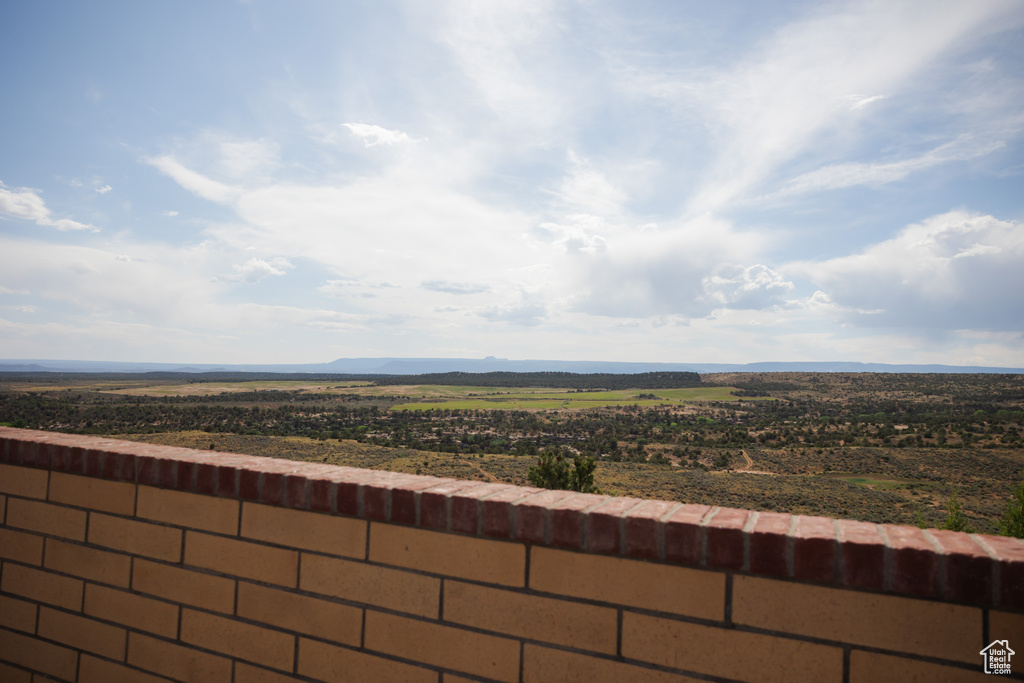 View of patio with a mountain view