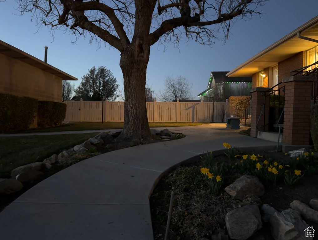 View of yard with a gate