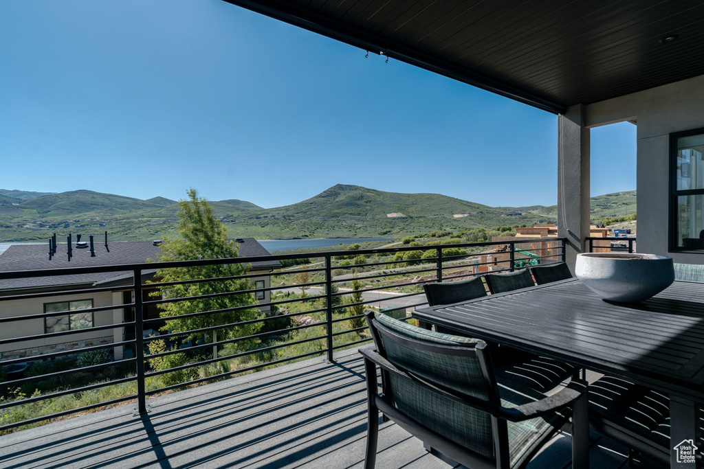 Balcony with a mountain view