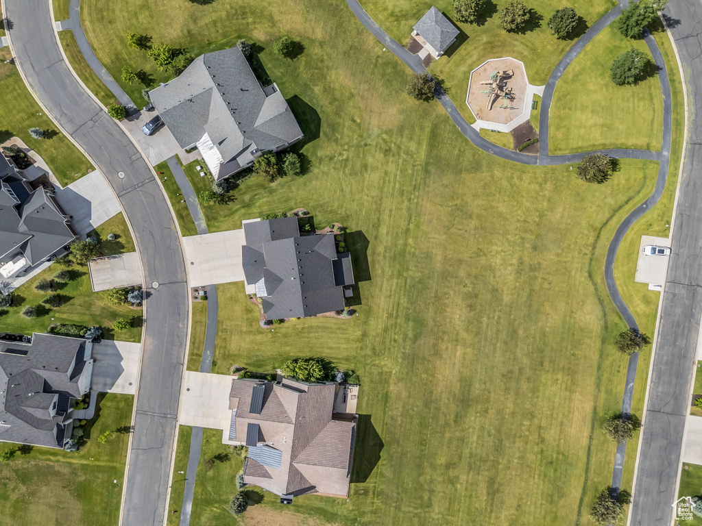 Aerial overview of property\'s location with nearby suburban area
