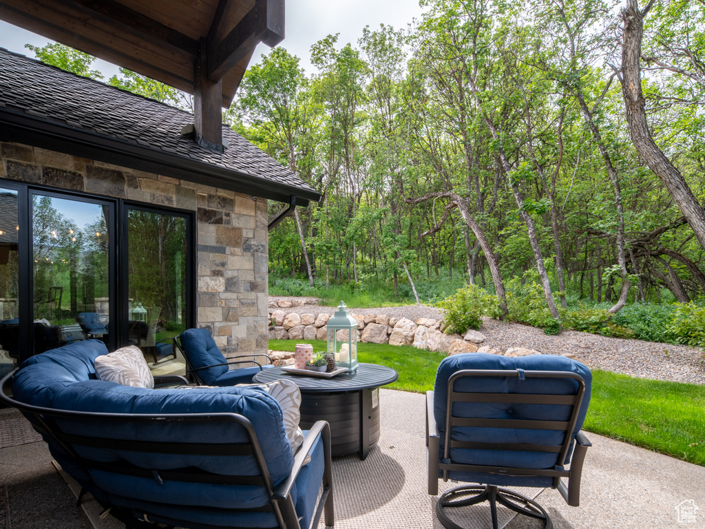 View of patio featuring an outdoor living space