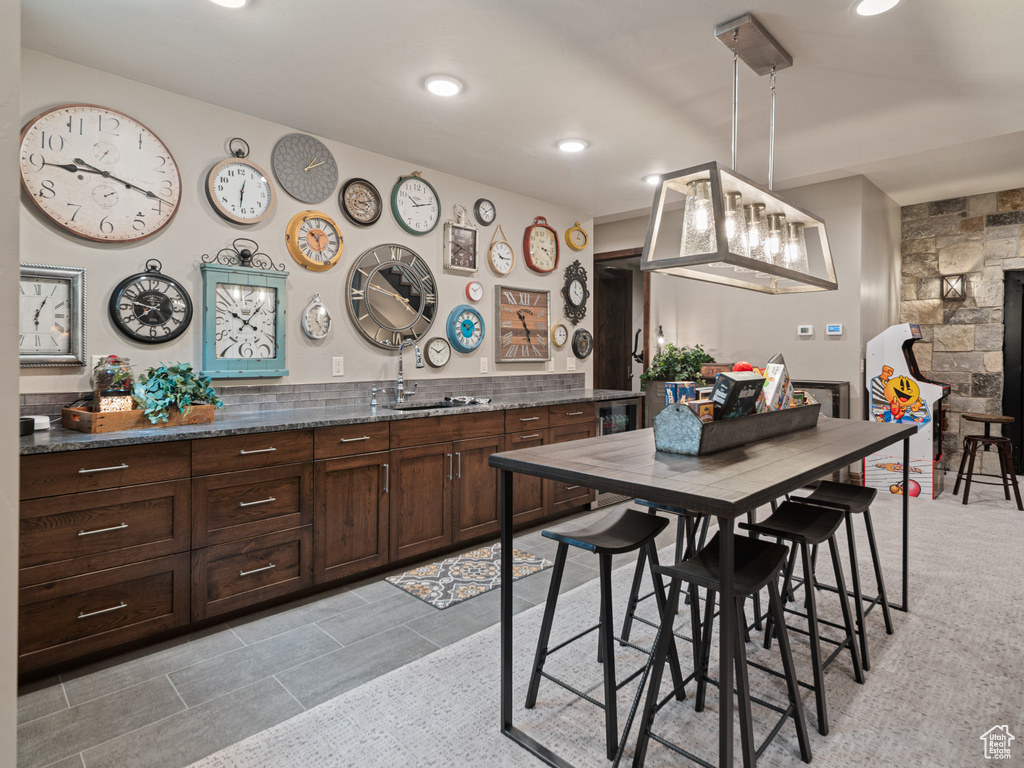 Dining room featuring recessed lighting