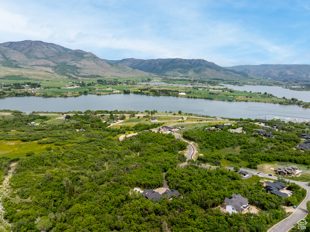 Drone / aerial view of a water and mountain view