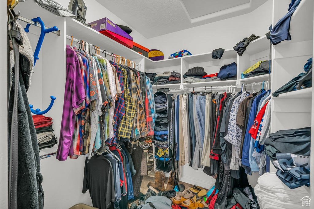 Spacious closet with attic access