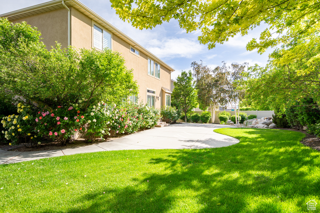 View of yard with a patio