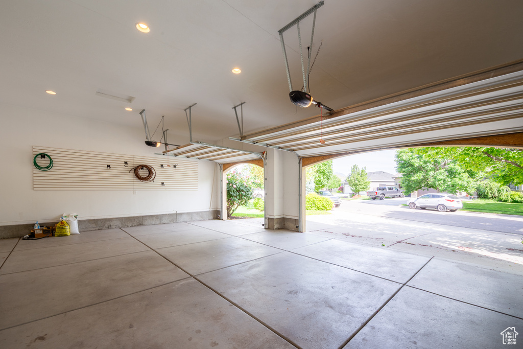 Garage with recessed lighting