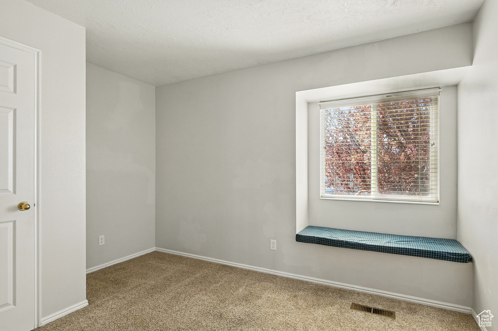 Carpeted empty room featuring baseboards