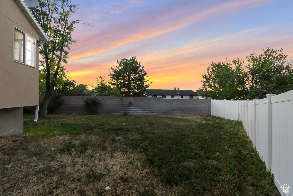 View of yard at dusk