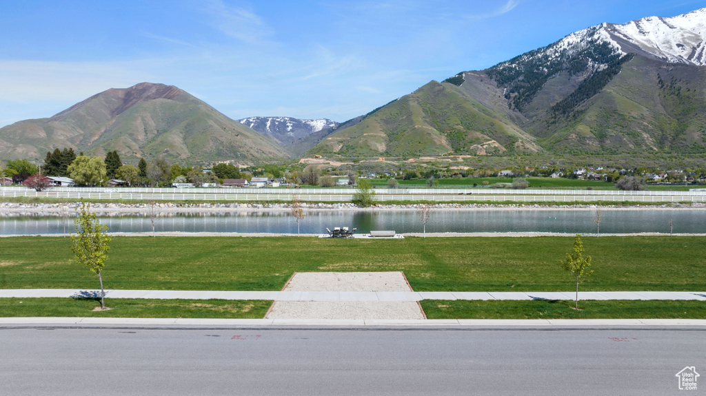 Mountain view with a nearby body of water